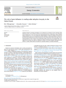 The Role of Peer Influence in Rooftop Solar Adoption Inequity in the United States